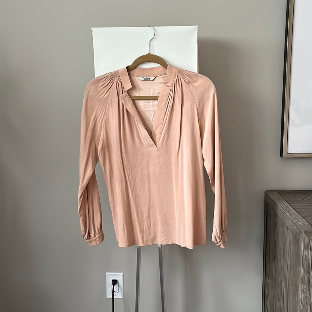 Peach colors silk blouse by Tucker